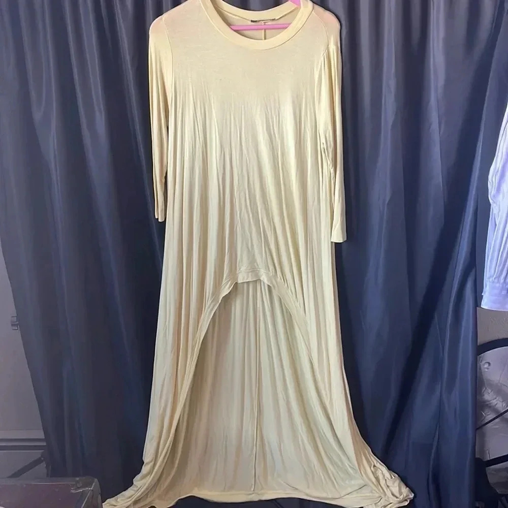 Yellow High/Low Long Sleeve Top L